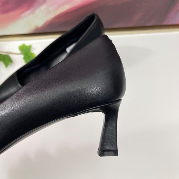Steve Madden Womens Black Leather Pointed Toe Kitten Heel Pumps 9 - Picture 6 of 12